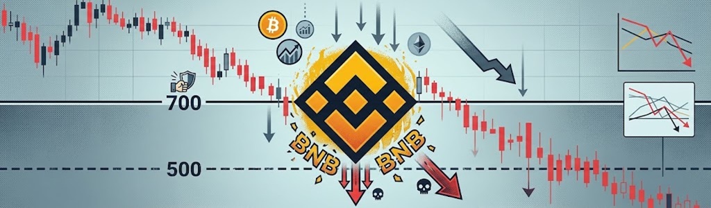 BNB cotiza en $696, con una caída del 6,44% en las últimas 24 horas, mientras la presión vendedora mantiene al token por debajo del nivel psicológico de los $700.