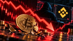Bitcoin cae por debajo de $77.000 mientras la brecha de Binance por $6,3 mil millones coincide con $1,57 mil millones en liquidaciones cripto.