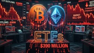 Las salidas de los ETF de Bitcoin y Ethereum alcanzan los $390 millones en medio de la caída del mercado