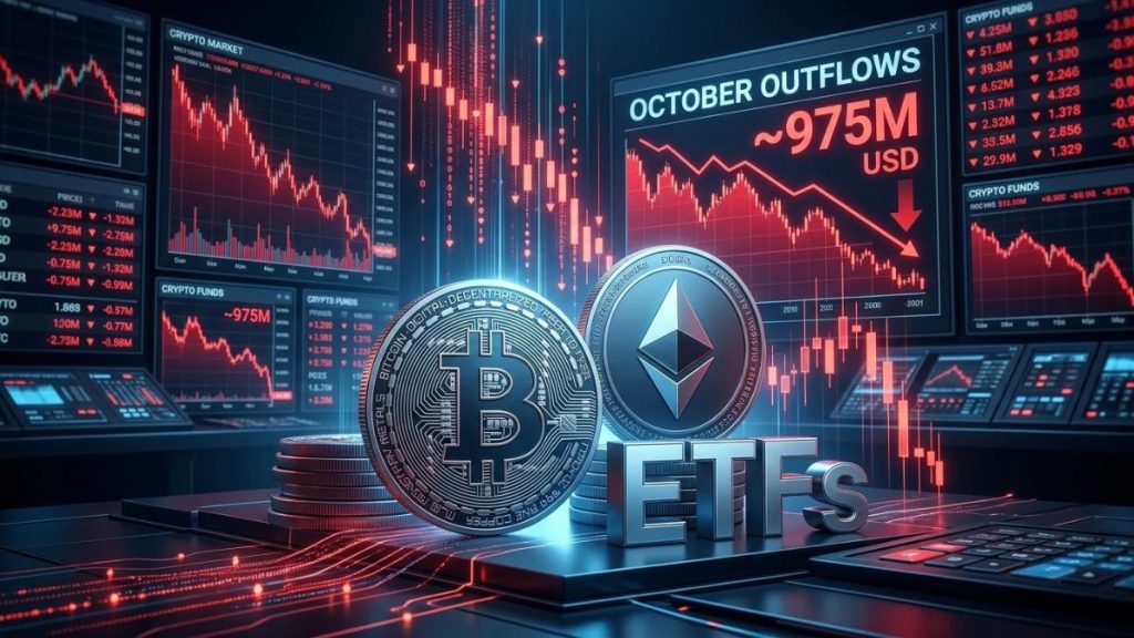 Las salidas de los ETF de Bitcoin y Ethereum en octubre se aproximan a un total combinado de $1B