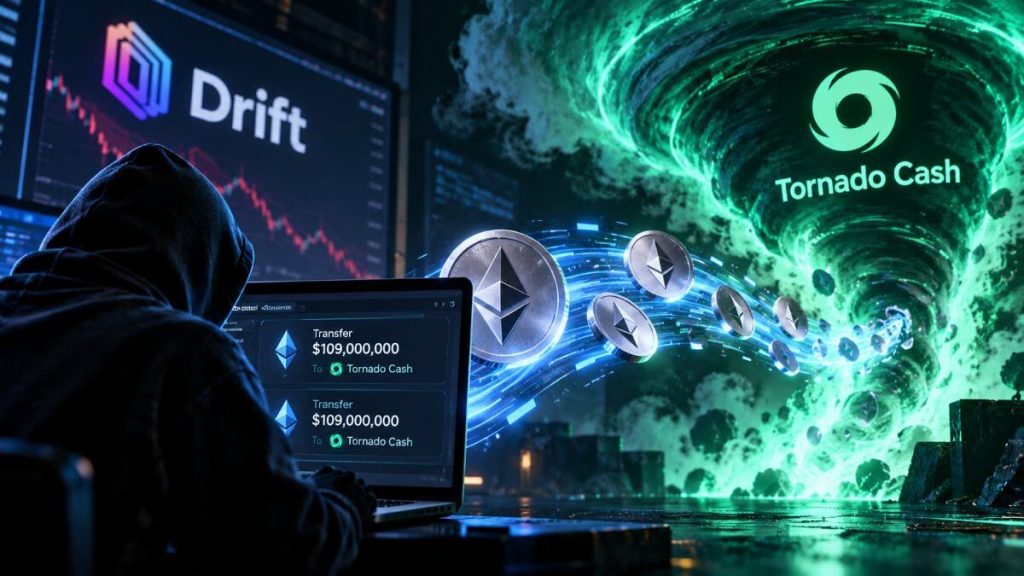 Wallets vinculadas al explotador de Drift movieron 44.510 ETH, unos $109 millones, a Tornado Cash en dos días y aún conservaban cerca de $138 millones.