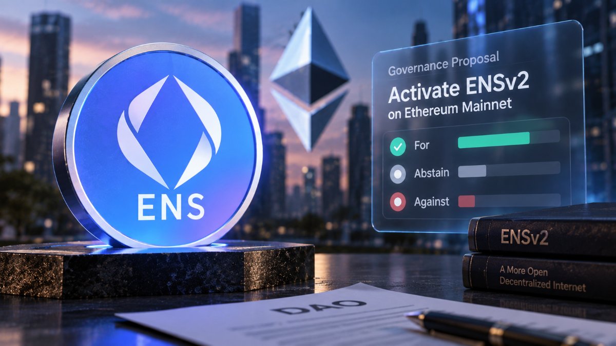 ENS solicita a su DAO aprobar ENSv2 en Ethereum mainnet, congelando nuevos registros v1 mientras mantiene nombres existentes y migración voluntaria.