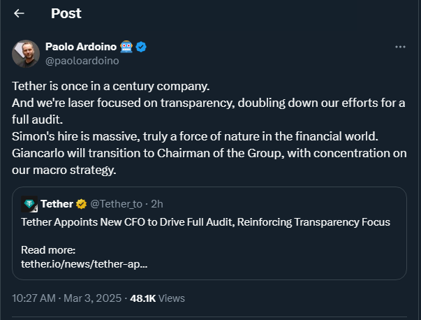 Tether Anuncia Nuevo Presidente y CFO: Aquí los Detalles - Crypto ...