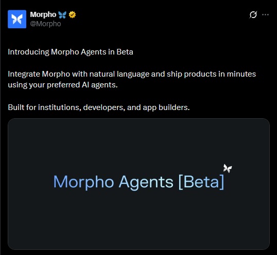 Morpho Unveils Beta Interface Built for AI Agents in Onchain Finance ...