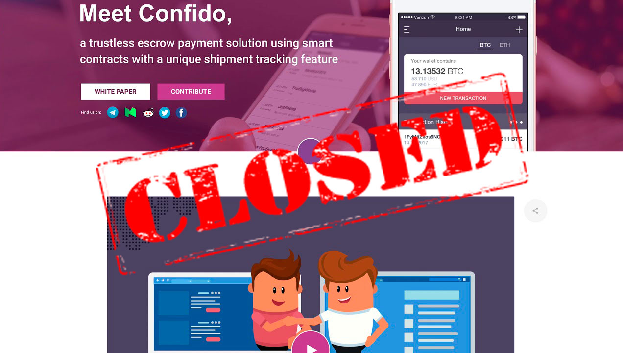 Confido site closed