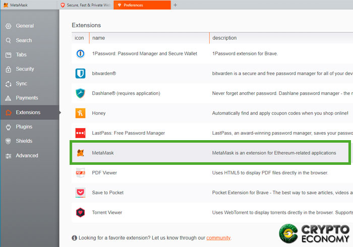 metamask brave extension