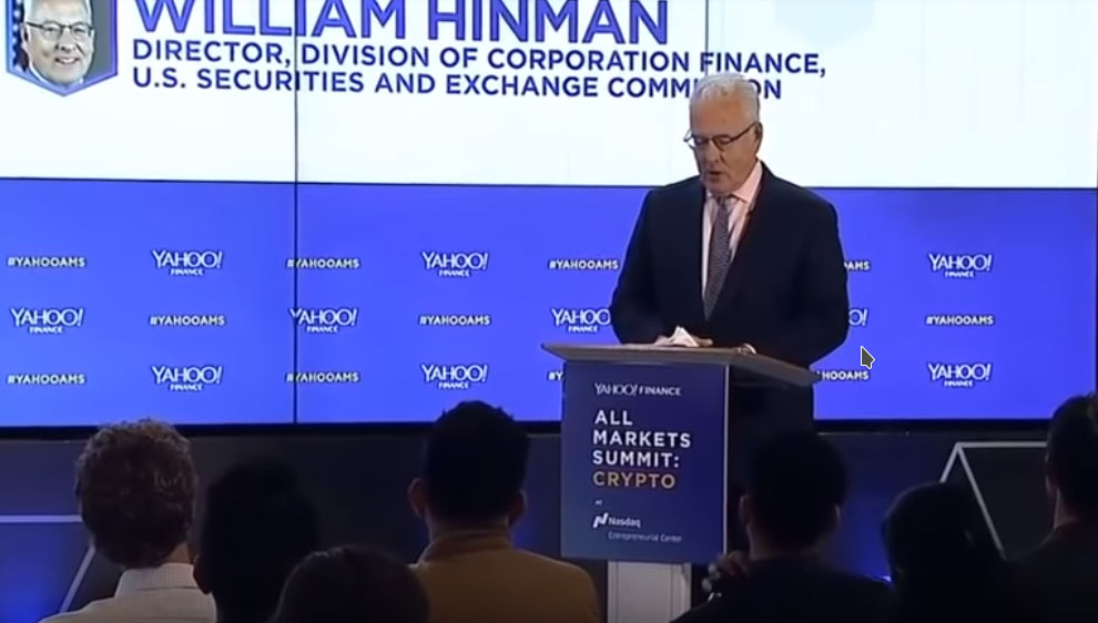 Hinman at Yahoo's All Market Summit: Crypto Conference