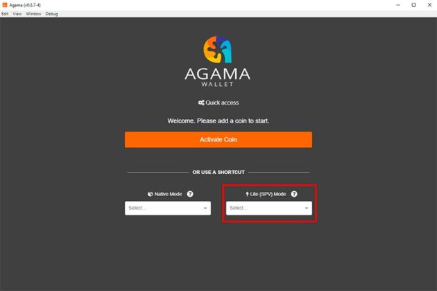 agama crypto wallet