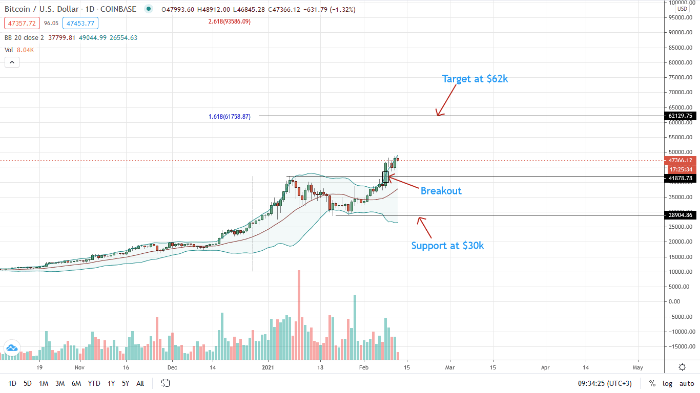 Bitcoin Price Daily Chart for Feb 12