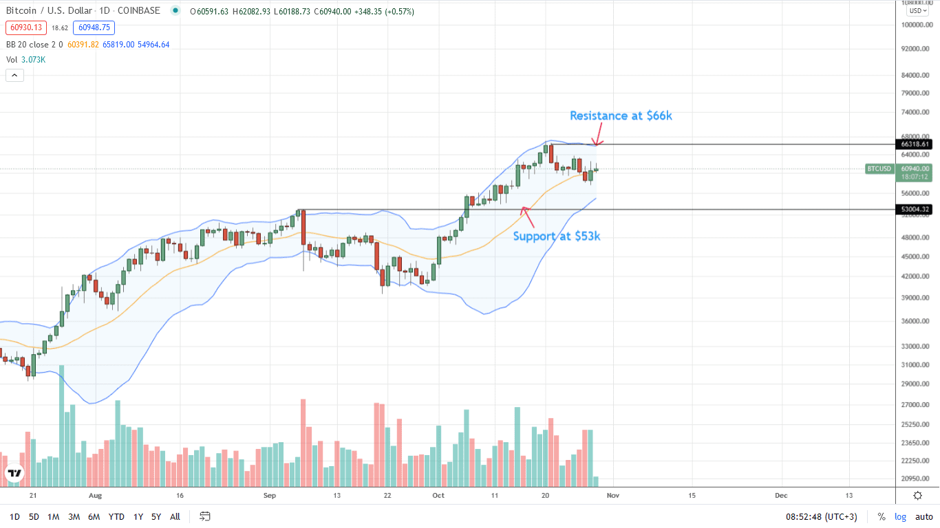 Bitcoin Daily Price Chart for October 29