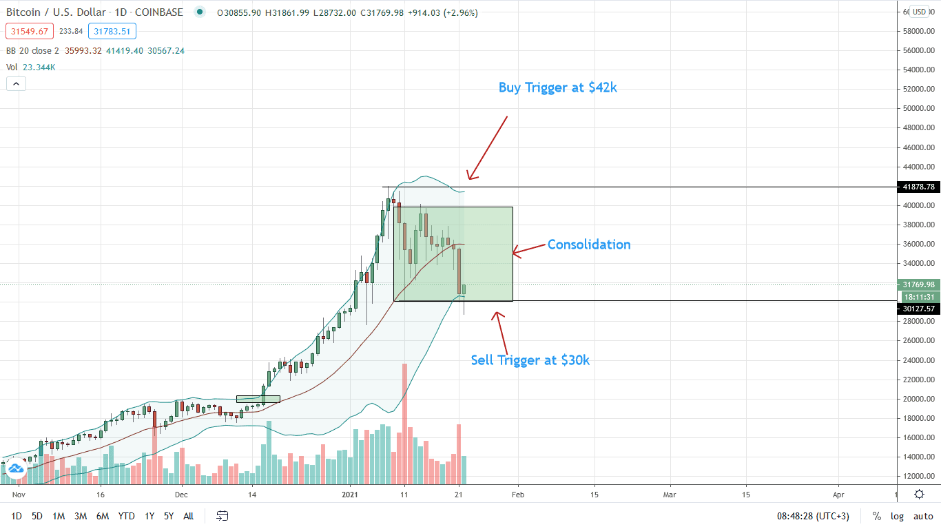 Bitcoin Price Daily Chart for Jan 22