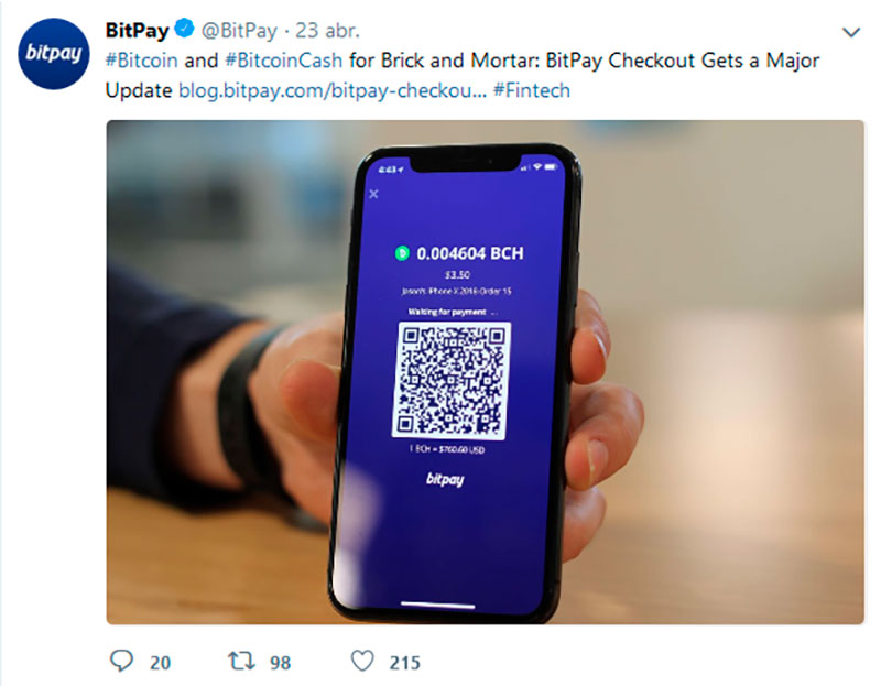 New support Bitpay news twitter