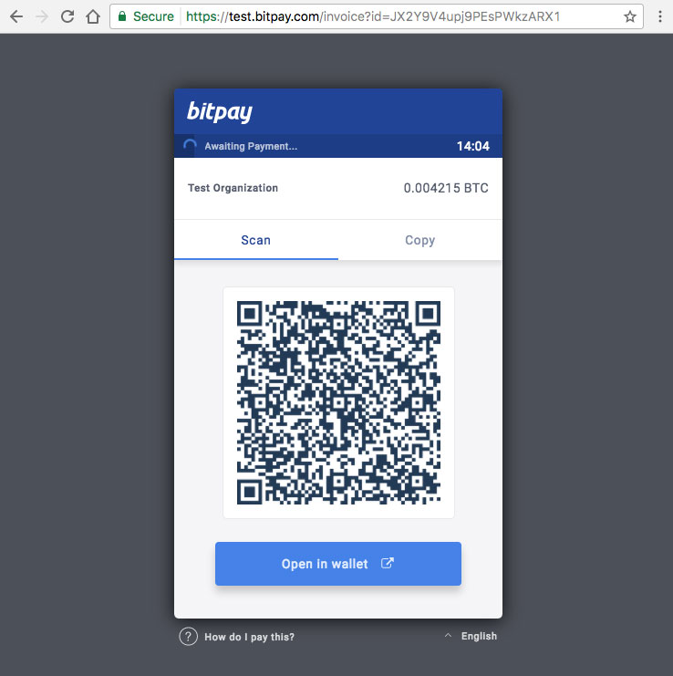 invoice address Bitpay